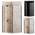 Modern Bathroom Shower Head With Black Metal Fixture And Marble Wall Glass Enclosure