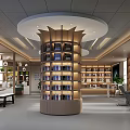 Modern Library Interior Design With Circular Bookshelf And Reading Area 3d model