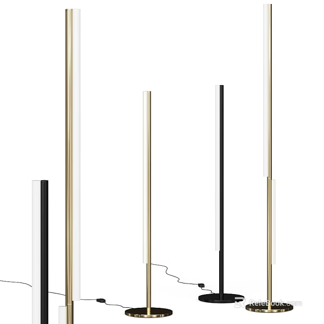 Modern Slim Floor Lamps In Gold Black And White For Home Living Room Decor 3d model 