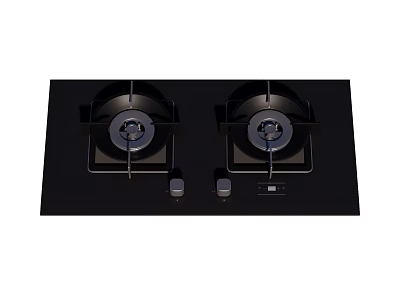 Black Two Burner Gas Stove Kitchen Appliance With Knob Controls 3d model