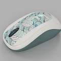 Stylish Artistic Computer Mouse With Blue White Wave Pattern On Sleek White Gray Body