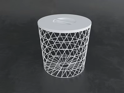 Modern White Round Coffee Table With Geometric Lattice Frame And Smooth Top 3d model