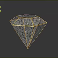 Diamond Shaped Decorative Ornament With Golden Frame Transparent Body And Base Reflection