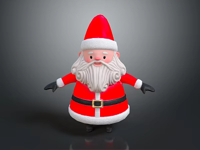 Festive Santa Claus Decorative Figurine With Red Outfit White Beard Black Gloves And Belt 3d model