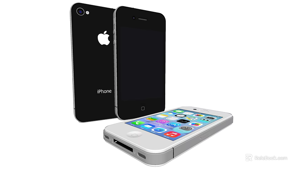 Apple iPhone Design Showcasing Black White Models With Colorful App Icons 3d model