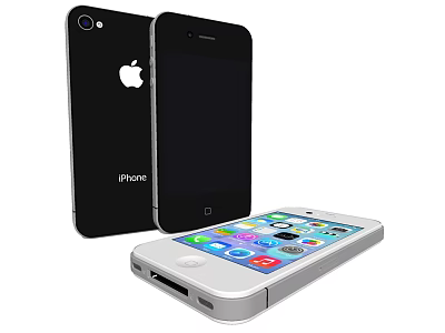 Apple iPhone Design Showcasing Black White Models With Colorful App Icons 3d model
