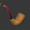 Handcrafted Artisan Tobacco Pipe With Orange Textured Bowl And Black Curved Stem