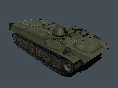 Heavy Green Armored Military Combat Vehicle With Tracks Turret And Equipment 3d model