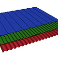 Blue Green Red Corrugated Metal Sheets Stacked As Construction Roofing Components 3d model