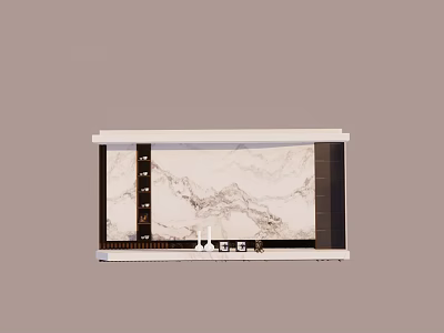 Modern TV Background Wall Design With Marble Texture And Decor Elements 3d model