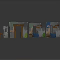 Colorful 3D Block Style Letters With Pixel Design And Shadow Effect On Gray Background