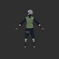 Anime Game Character 3D Model With White Hair Green Vest And Black Outfit Back View