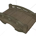 Classic Traditional Arched Stone Bridge With Slabbed Deck And Side Railings 3d model