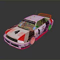 Porsche Racing Car Model With White Black Red Body Number 4 Rear Spoiler And Antenna