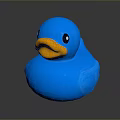 Blue Rubber Duck Bath Toy For Kids With Yellow Beak And Smooth Surface