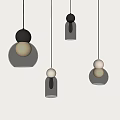 Modern Glass Pendant Lights With Black And Gold Metal Finials