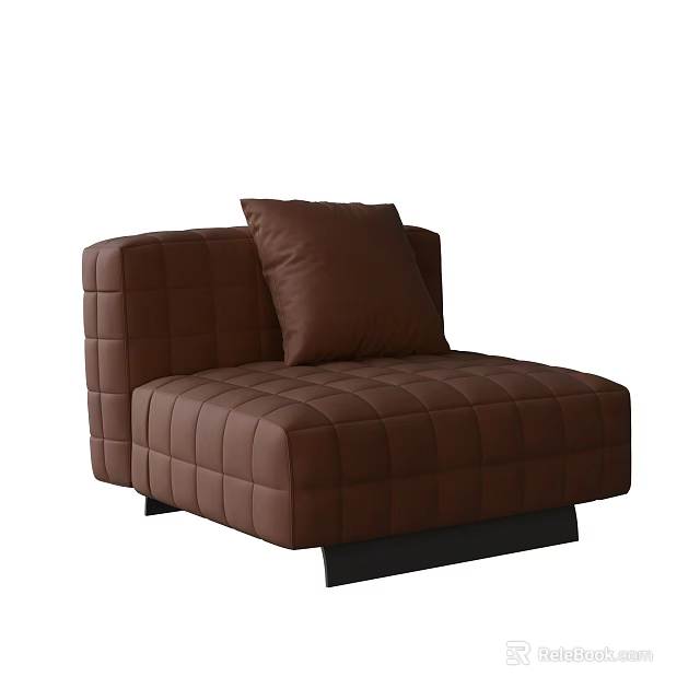 Brown Modern Single Sofa with Comfortable Tufted Design Pillow and Black Legs 3d model