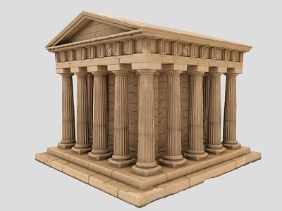 Classical European Architecture With Fluted Columns Pediment And Stone Base 3d model