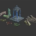Detailed Classical Style Stone Architectural Components With Columns Arches And Blocks