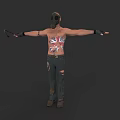 Shirtless Game Movie Character with Gas Mask Union Jack Tattoos Ripped Jeans and Axe