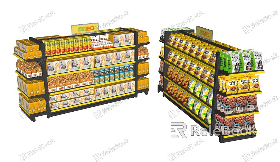 Showcase Shelf Island Shelf Island Cabinet Snack Commodity Snack Display Rack Supermarket Shelf model