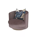 Pink Velvet Single Sofa With Curved Design And Patterned Decorative Pillow 3d model