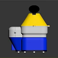 Yellow Top Device Featuring Black Circular Part Silver Middle And Blue Base