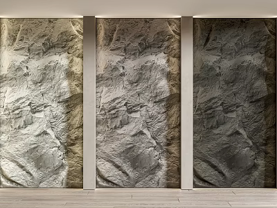 Modern Textured Stone Background Wall With Vertical Dividers And Natural Patterns 3d model