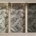 Modern Textured Stone Background Wall With Vertical Dividers And Natural Patterns 3d model