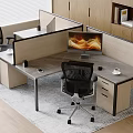 Marble Surface Office Desk Solid Wood Drawer Storage Cabinet Apple Desktop Computer Mobile Phone Keyboard Mouse Pen Container 3d model