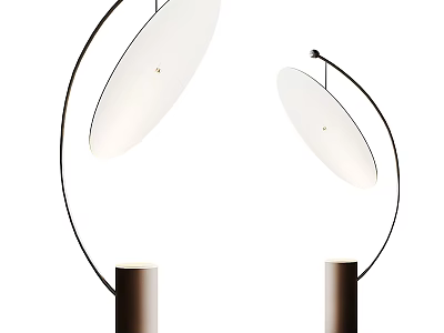 Modern Floor Lamp With Curved Metal Frame And White Circular Shade 3d model