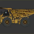 Komatsu Large Mining Dump Truck Featuring Yellow Body Large Tires And Open Bed