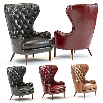 European Style Single Sofa Leather Sofa Casual Sofa Casual Chair Armchair Sofa Chair 3d model