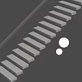 Modern Staircase With White Steps LED Lighting And Golden Decorative Balls In Minimalist Design