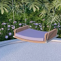 Stylish Outdoor Garden Swing With Comfortable Cushion And Lush Green Foliage