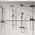 Various Modern Shower Heads Including Handheld Overhead and Wall Mounted Designs