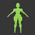 Futuristic Sci Fi Armored Character With White Armor Red Accents Green Goggles And Brown Pouches