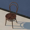 Wooden Leisure Chair With Curved Backrest Brown Seat And Simple Design Against Blue Wall