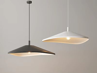 Two Modern Black And White Pendant Lights With Sleek Minimalist Design For Interior 3d model
