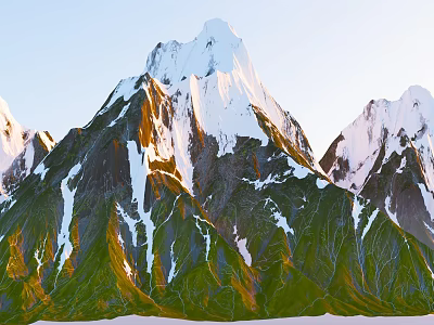 Scenic Mountain Landscape With Snow Capped Peaks And Lush Green Slopes 3d model