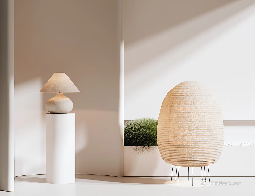 Minimalist Modern Floor Lamps In Bright Interior Space 3d model