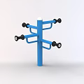 Outdoor Fitness Equipment Blue Pole With Multiple Black Handles For Exercise Training