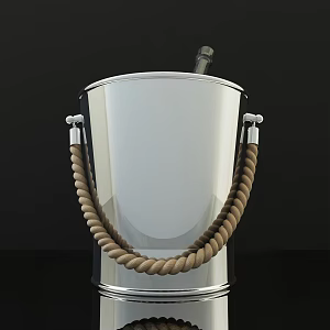 Wine Bottle Red Wine Ice Bucket Iron Bucket Ice Water Glass Bottle Hemp Rope 3d model