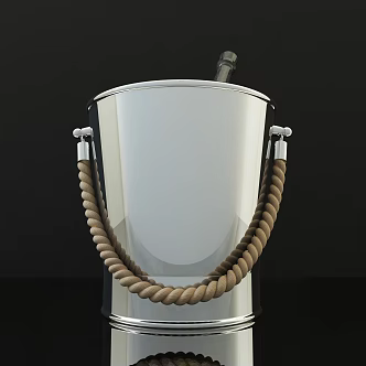 Wine Bottle Red Wine Ice Bucket Iron Bucket Ice Water Glass Bottle Hemp Rope 3d model