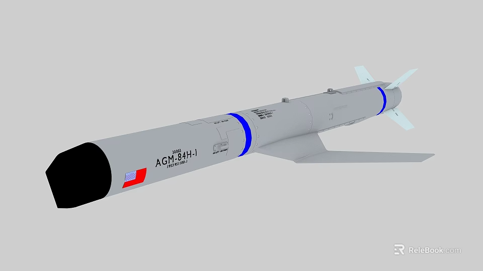 AQM-34H-1 Missile With Gray Body Blue Bands And White Tail Fins 3d model 