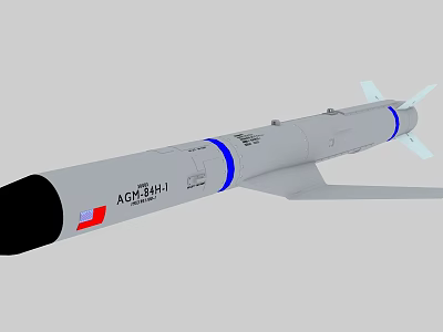 AQM-34H-1 Missile With Gray Body Blue Bands And White Tail Fins 3d model