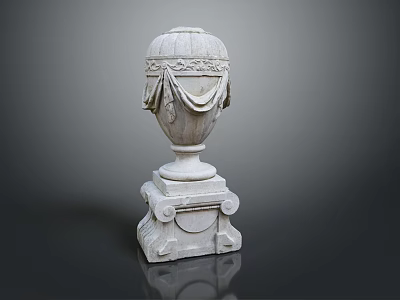 Classical Stone Sculpture With Intricate Carving And Pedestal Base Design 3d model