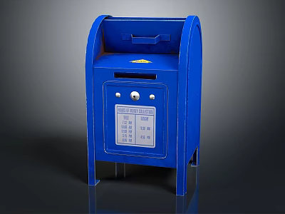 Blue Metal Mailbox With Mail Slot Front Label And Lock Mechanism 3d model