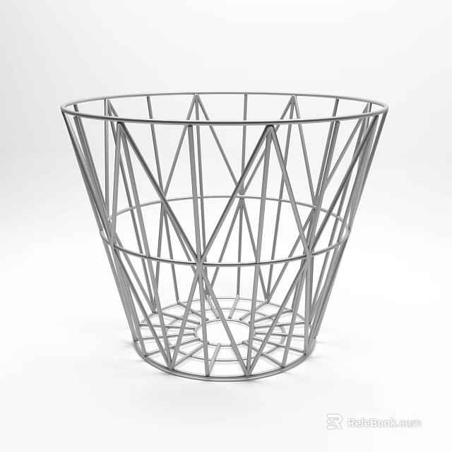 Modern Metal Wire Household Basket With Geometric Triangle Frame And Open Structure 3d model 