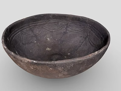 Dark Textured Ceramic Bowl With Traditional Handcrafted Design And Smooth Surface 3d model